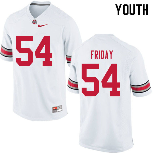 Ohio State Buckeyes Tyler Friday Youth #54 White Authentic Stitched College Football Jersey